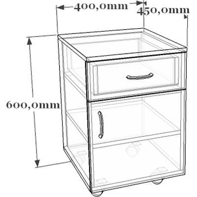 Схема тумбочки с выдвижными ящиками