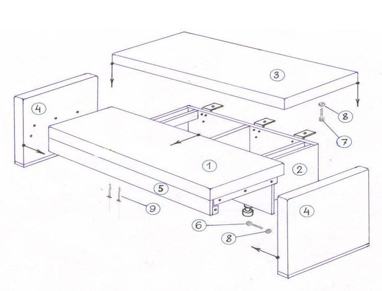 Сборка дивана с выкатным механизмом схема сборки