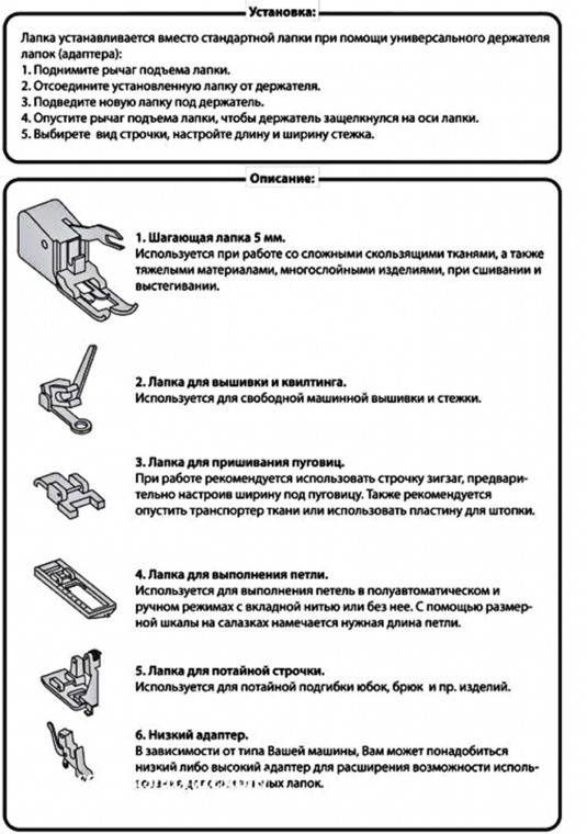 Машинные лапки и их применение - советы анастасии корфиати