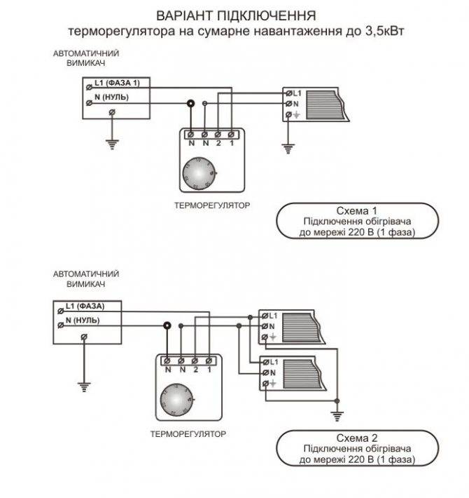 Простая схема подключения инфракрасного обогревателя через терморегулятор