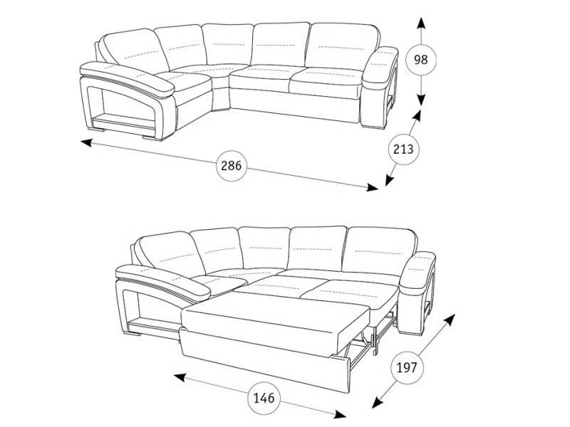 Размеры диванов: стандартная высота, ширина и глубина, габариты спинки