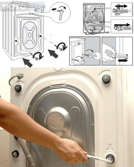 Транспортировочные болты в стиральной машине: роль, где находятся