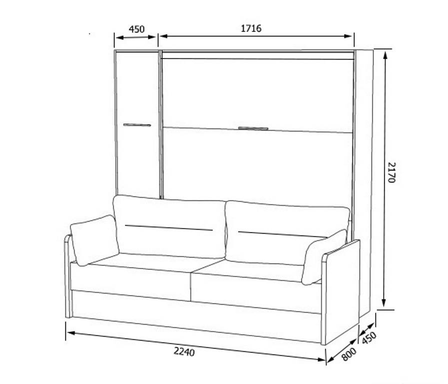 Чертежи кровати трансформера с размерами