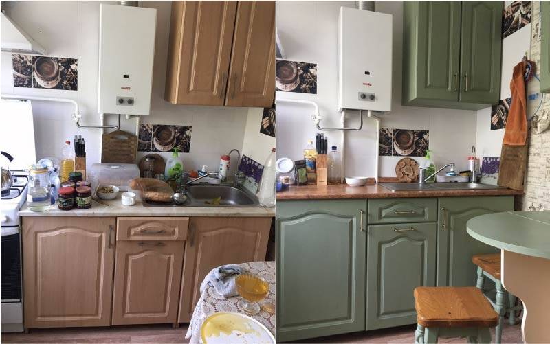 Как и чем покрасить кухонный гарнитур своими руками фото до и после картинки