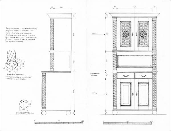 Чертежи буфета для кухни своими руками
