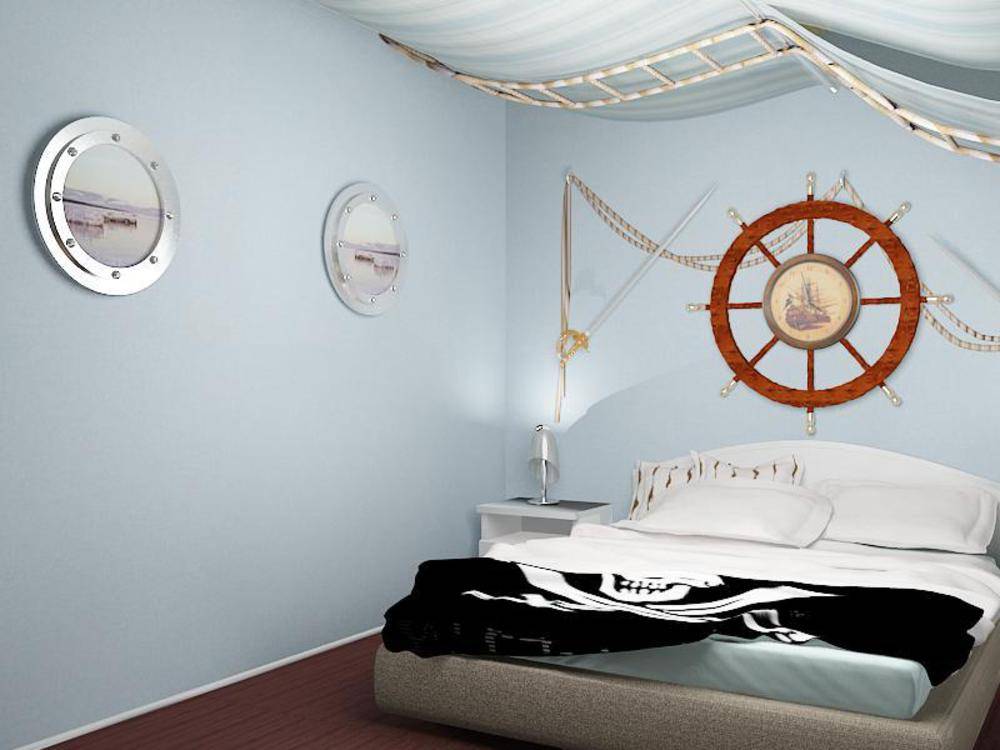 Приемы для декорирования комнаты в морском стиле