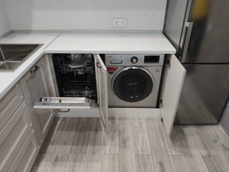 Стиральная машина в кухонном гарнитуре: нюансы и правильная установка машинки
