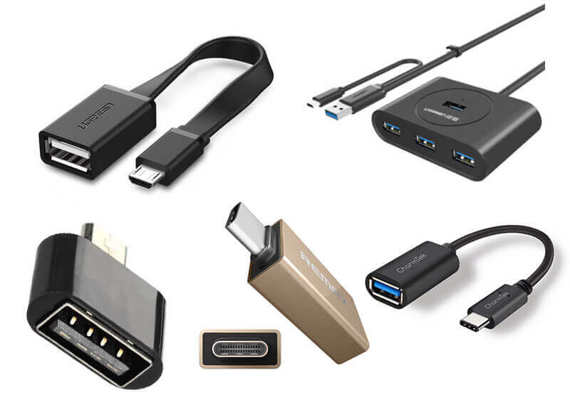 На телефоне подключен usb кабель. USB OTG переходник для андроид. ОТГ кабель HDMI. Как подключить переходник юсб юсб флешку к телефону. Разъем под 5 флешек УСБ.