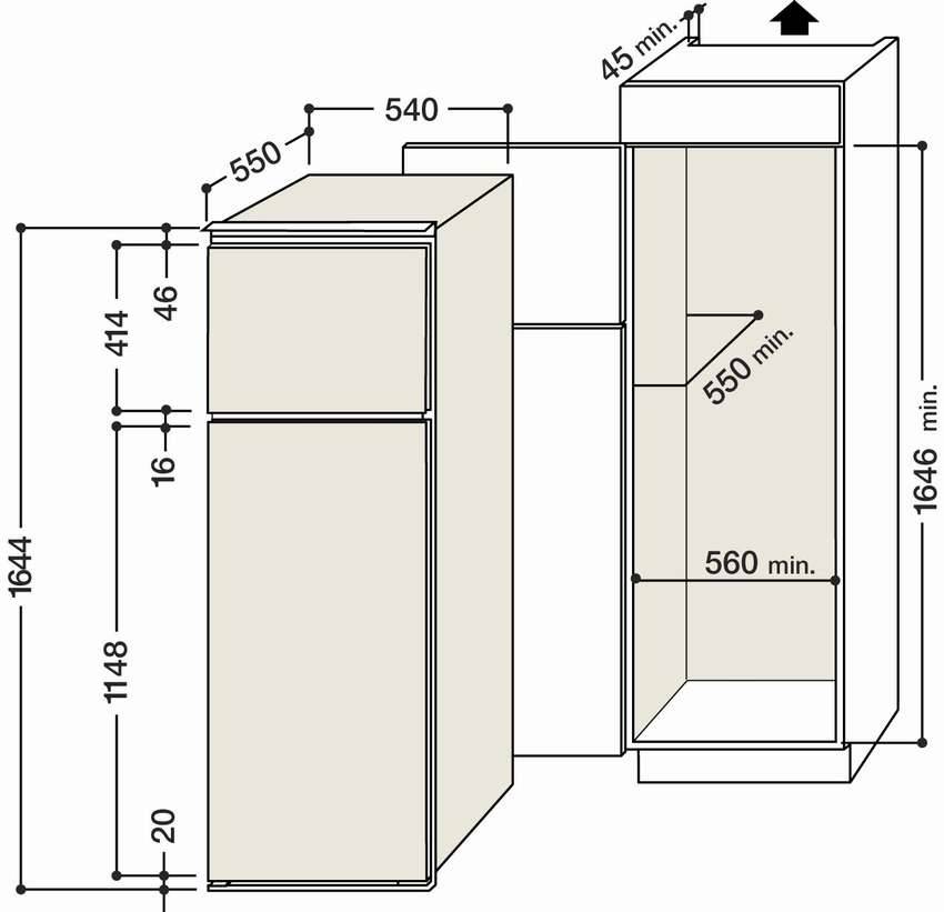 Стандартные размеры холодильника (ширина, высота, объем)