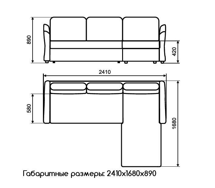 Типовые размеры угловых диванов