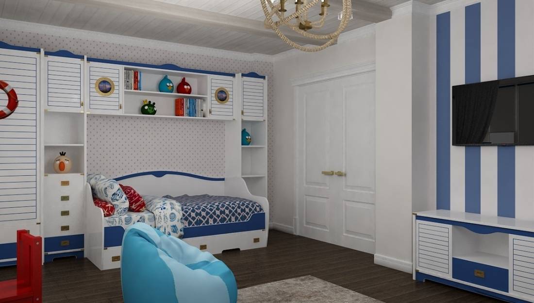 Морской стиль в интерьере: декор детской комнаты для мальчика
 - 55 фото
