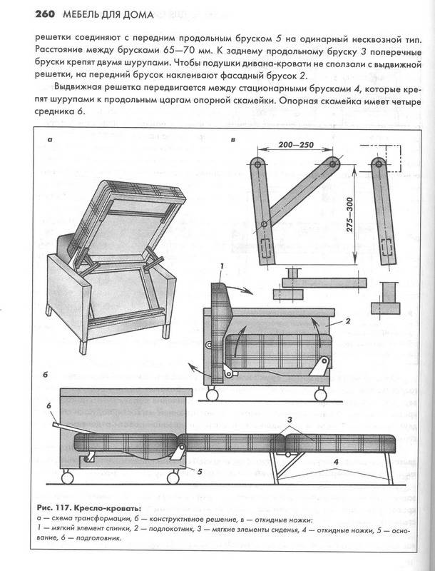 Кресло кровать чертеж