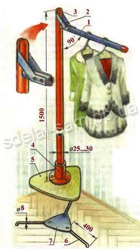 Напольная вешалка для одежды своими руками: из труб и дерева, размер, ширина и виды