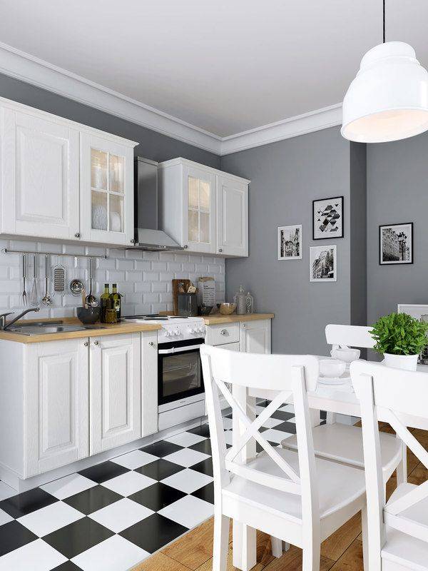 Цвет стен на кухне с белым гарнитуром
