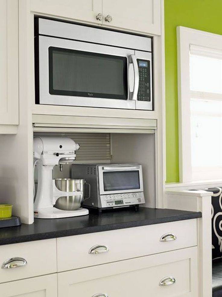 Микроволновая печь в гарнитуре кухонном фото