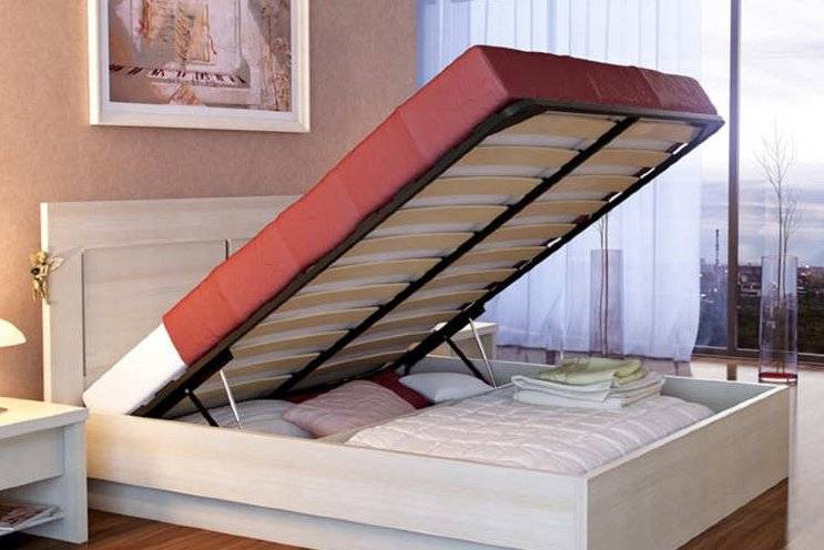 Кровать с подъемным механизмом, разновидности по габаритам, форме