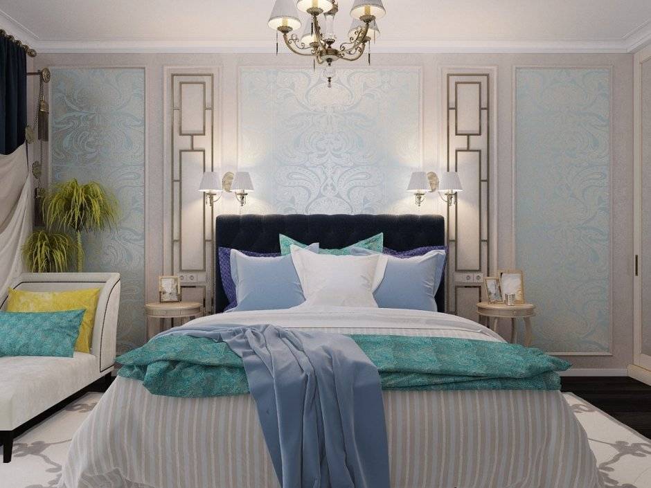 Голубая спальня 2020: 68 фото и идеи интерьера голубых спален