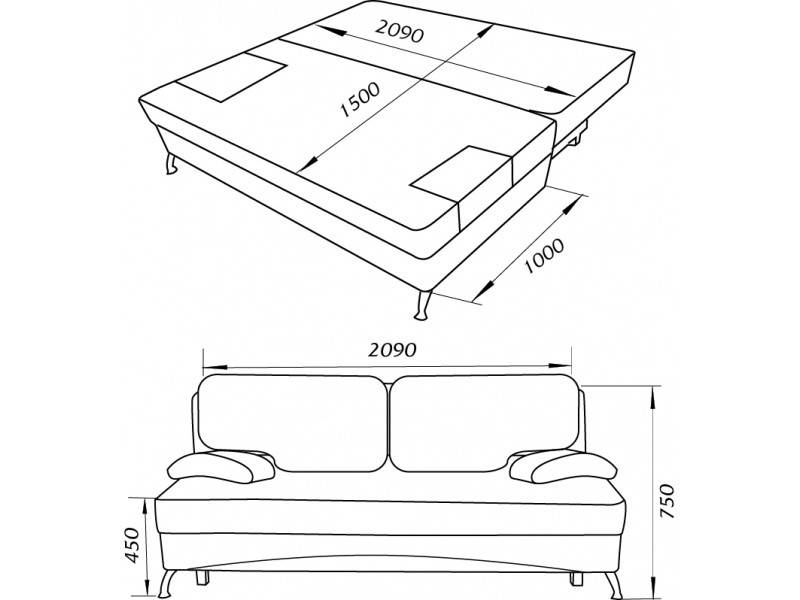 Описание диван-кровати аккордеон с ортопедическим матрасом и ящиком для белья