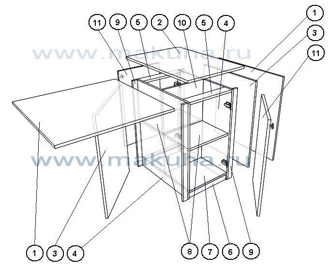 Схема стола тумбы
