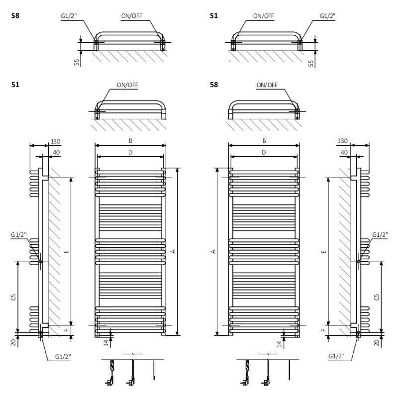 Схема подключения полотенцесушителя к стояку (зигзаг, лесенка)