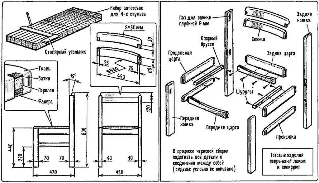 Сборочный чертеж табурета