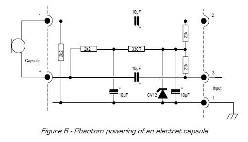 Фантомное питание для микрофона схема