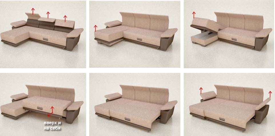 Преимущества диванов с механизмом пума, алгоритм раскладывания