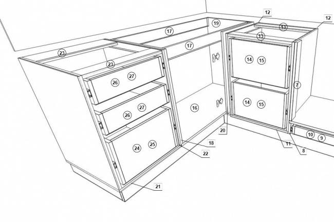 Сборка размер. Раскрой ящиков для кухни. Раскрой нижних кухонных шкафов. Распил углового кухонного шкафа. Деталировка мебели.