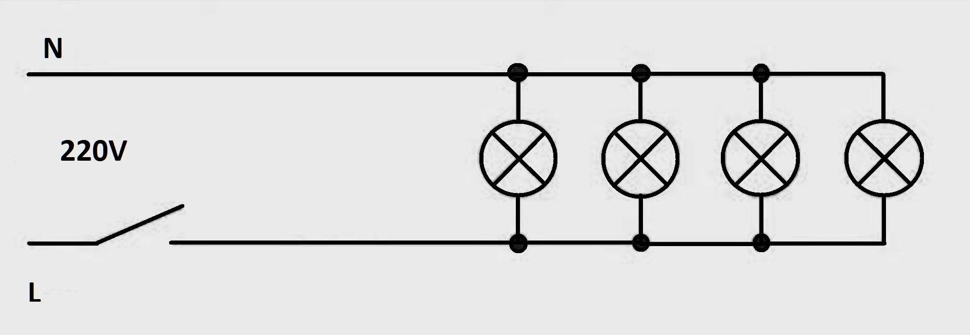 Схема параллельного подключения ламп в цепи