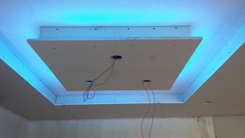 Потолок из гипсокартона с подсветкой своими руками-обучение гипсокартонным работам