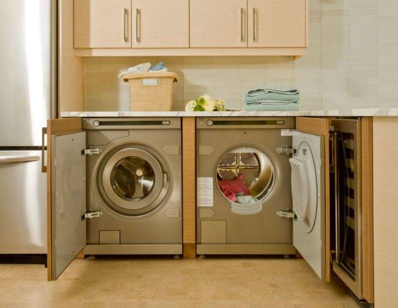 Как встроить стиральную машинку в кухонный гарнитур