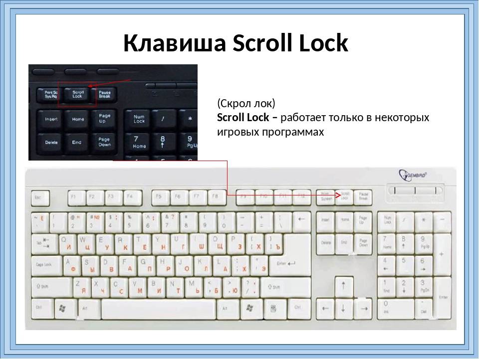 Что делает скролл лок. scroll lock что это такое на клавиатуре. новые варианты использования