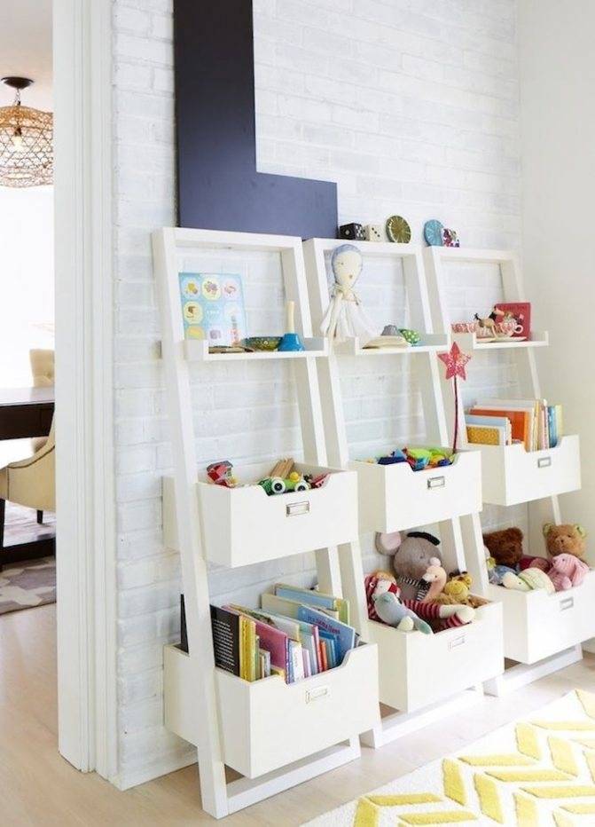 Стеллаж для книг и игрушек в детскую комнату: простое и оригинальное решение системы хранения своими руками (225+фото)