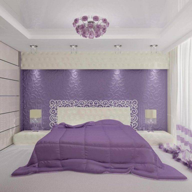 Дизайн спальни в сиреневых тонах: специфика, секреты, варианты (+ 62 фото)